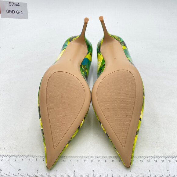 YDN Green Floral Pointed Toe High Heel Pumps Slip on Stilettos Slide Dress Shoes - Picture 7 of 8